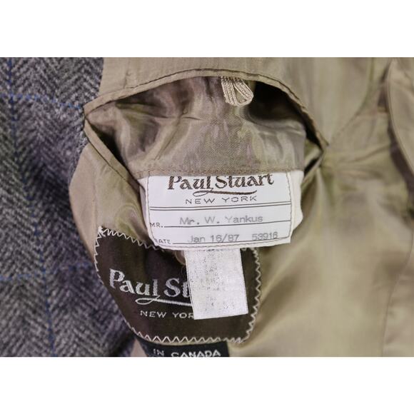 Paul Stuart Vintage 80's Gray Blue Herringbone Tweed 2-Btn Sportcoat Blazer 42R - Picture 8 of 8